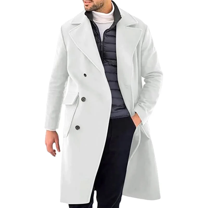 Classic Men's Single Breasted Overcoat Winter Wool Blend Jacket