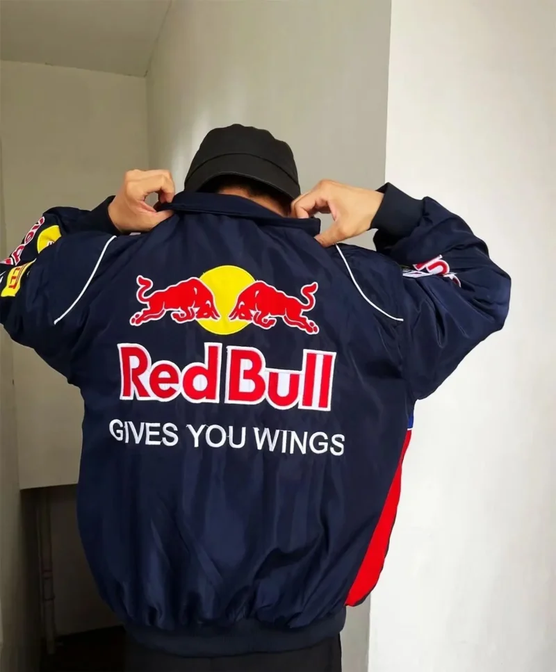 Men's Embroidered Padded Racing Jacket Winter Motorcycle Coat - Image 4