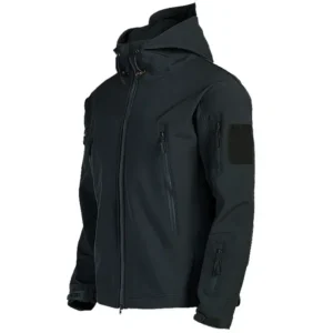 Men's Military Tactical Softshell Jacket with Hood - Windproof Waterproof