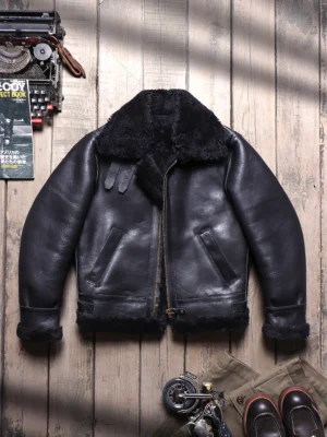 Premium Sheepskin B3 Flight Jacket with Shearling Collar for Men