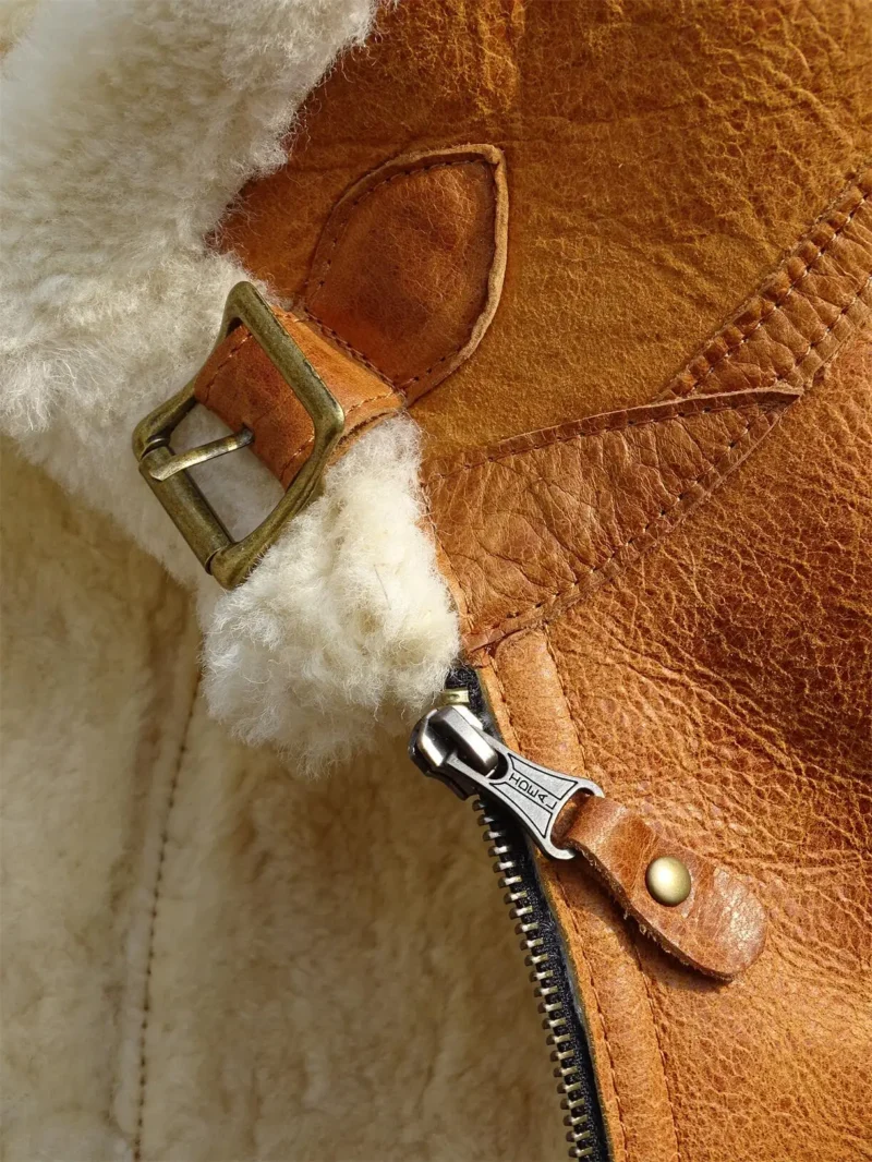 Premium Shearling A2 Aviator Jacket with Horsehide Exterior for Men - Image 4