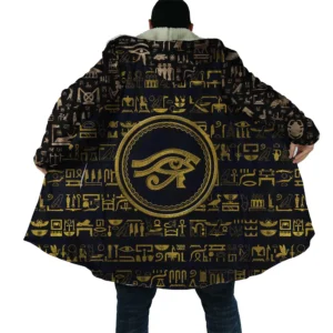 Men's Egyptian Mythology Fleece Cloak Hoodie with 3D Eye of Horus Print