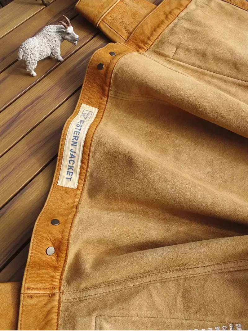 Vintage Western Goatskin Leather Cowboy Jacket for Men - Image 4