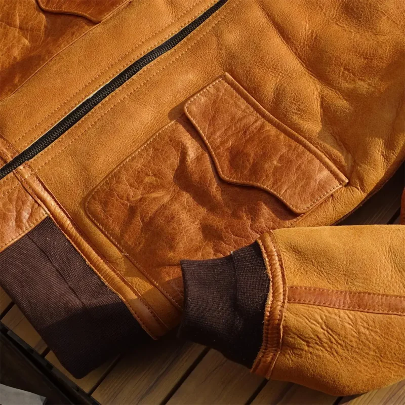 Premium Shearling A2 Aviator Jacket with Horsehide Exterior for Men - Image 6