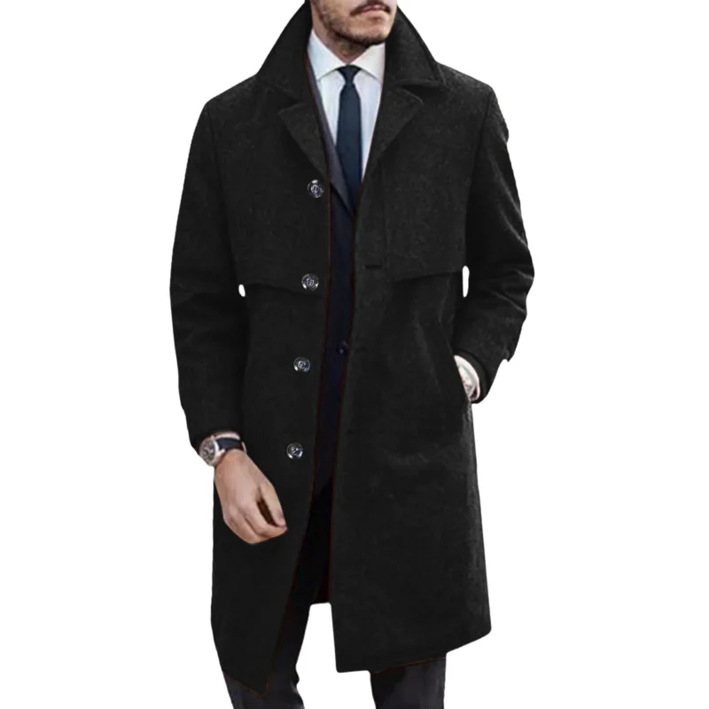 Classic Men's Winter Trench Coat with Detachable Hood - Image 2
