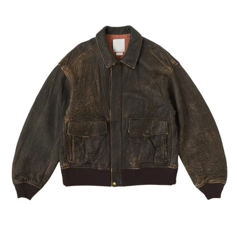 Vintage A2 Sheepskin Flight Leather Jacket for Men - Image 6