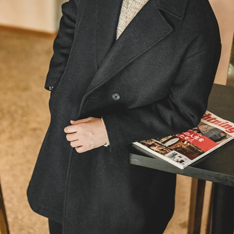 Classic Wool Single Breasted Overcoat for Men - Image 3