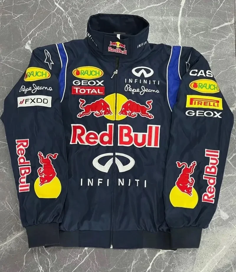 Men's Embroidered Padded Racing Jacket Winter Motorcycle Coat - Image 2