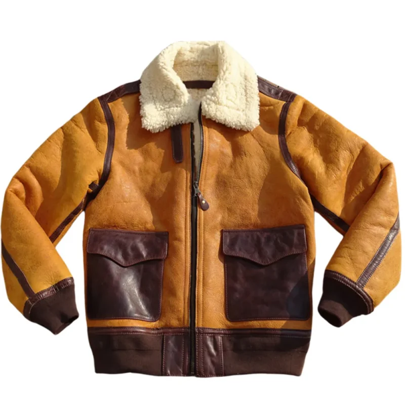 Premium Shearling A2 Aviator Jacket with Horsehide Exterior for Men - Image 7